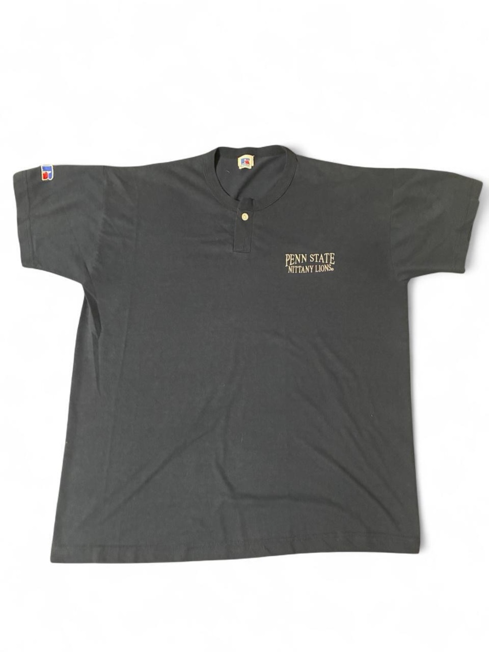 Vintage 90s Russell Athletic Penn State Henley Polo Shirt Navy"